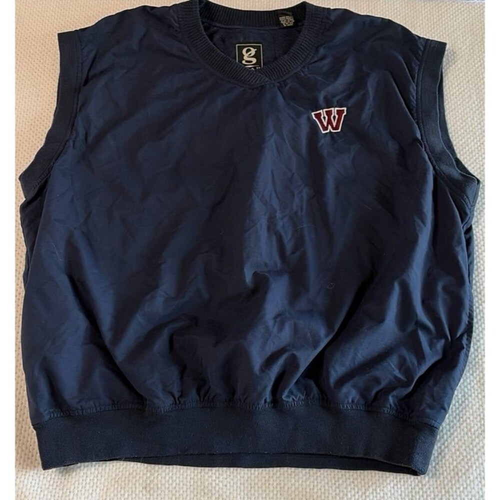 Gear for Sports Navy Windbreaker Pullover Vest Embroidered W Wind Water Resist